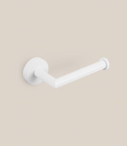 Matte white wall-mounted toilet paper holder 