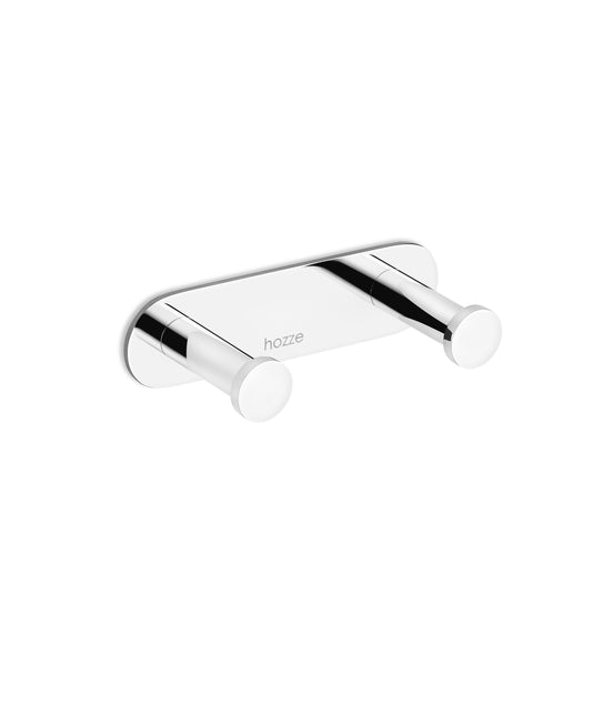 Wall-mounted bar with 2 chrome hooks