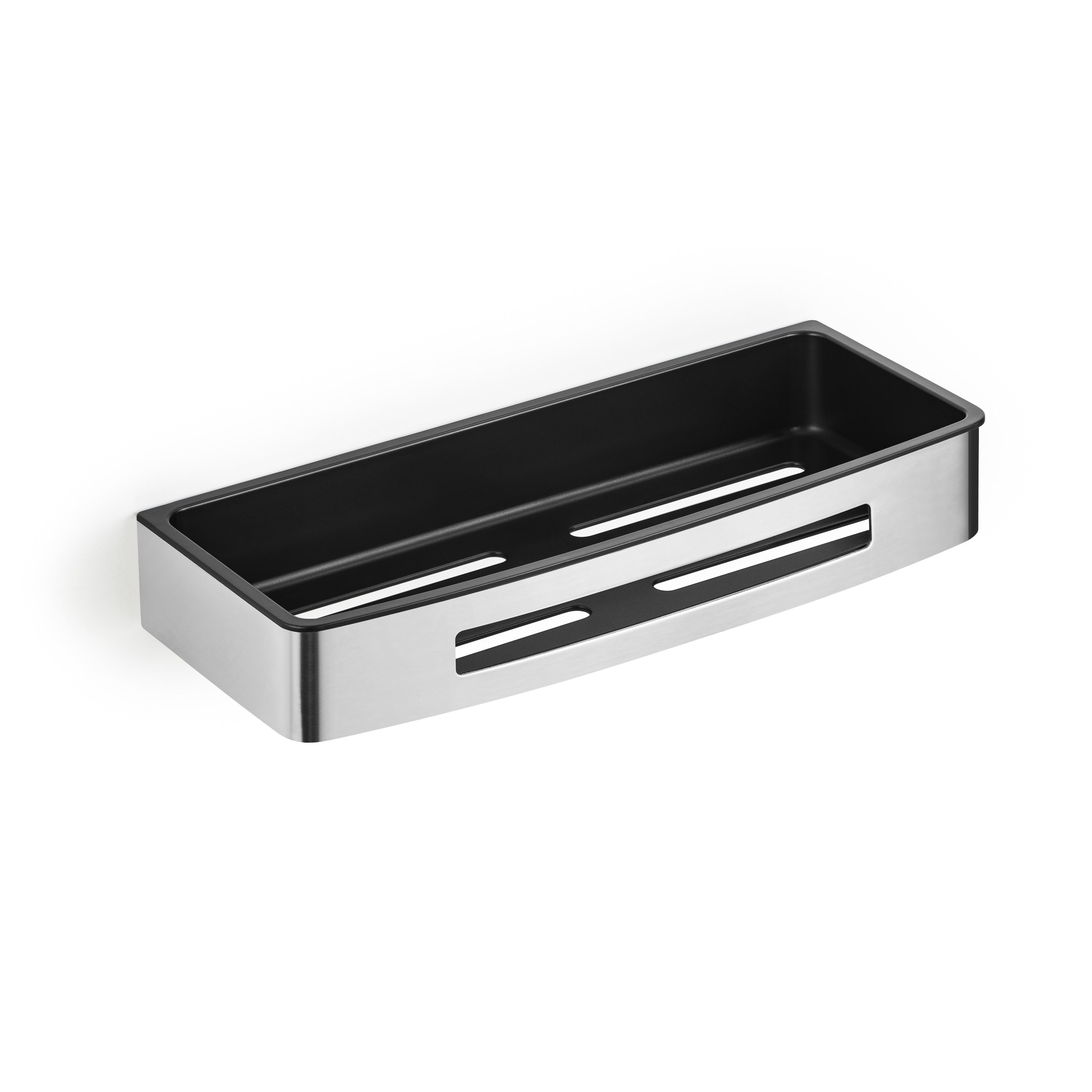 Chrome shower shelf with black insert