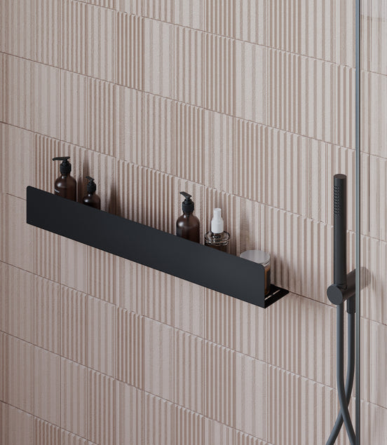 Matte black shower shelf 40 cm