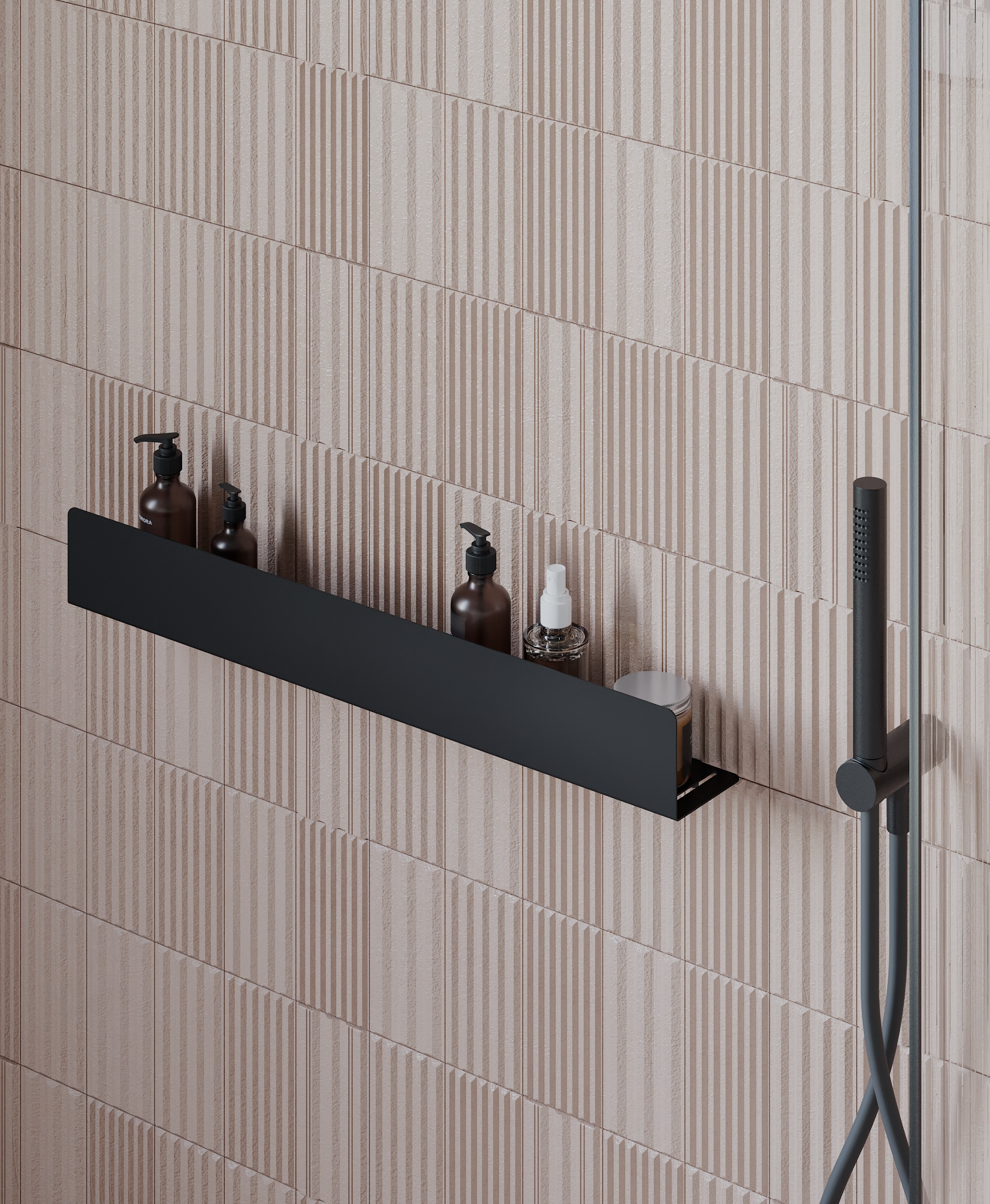 Shower shelf 60 cm – brushed copper finish
