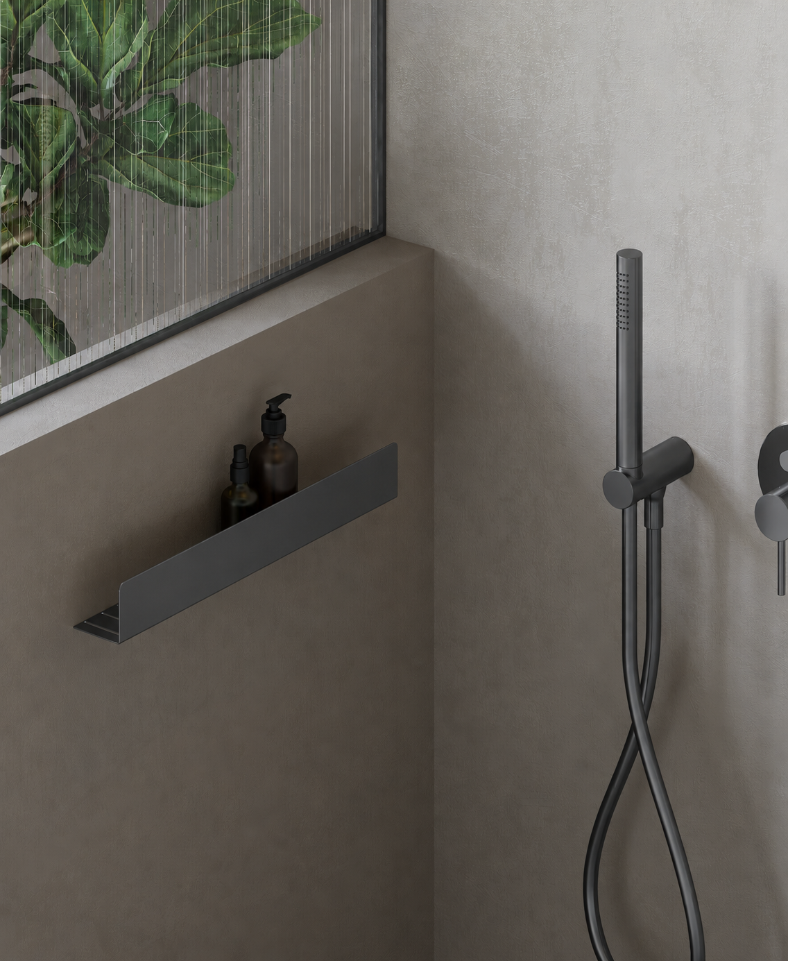 Brushed gold shower shelf  40 cm