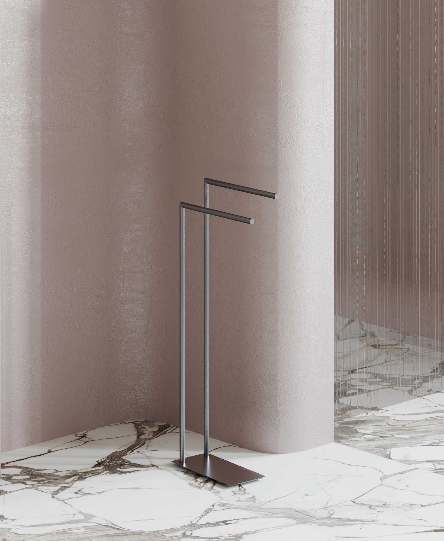 Chrome freestanding towel rack