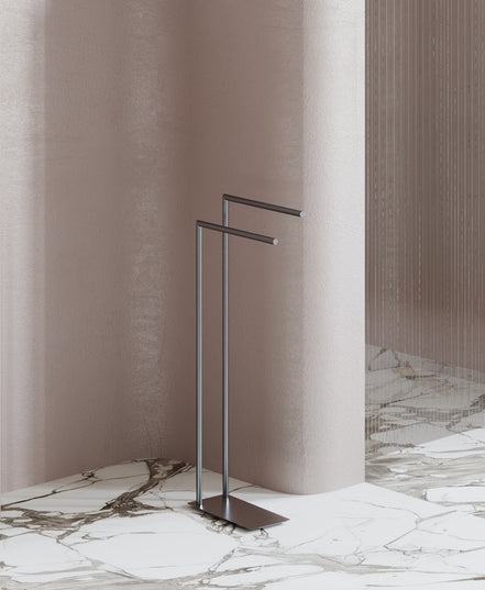 Chrome freestanding towel rack