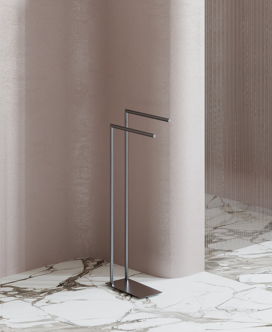 Freestanding towel holder with an elegant design – brushed graphite finish