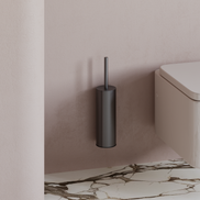 Chrome wall-mounted toilet brush