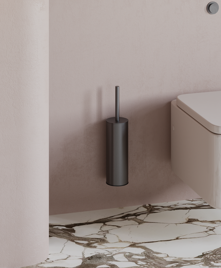 Chrome wall-mounted toilet brush