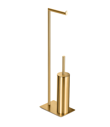Freestanding toilet paper holder with toilet brush – chrome