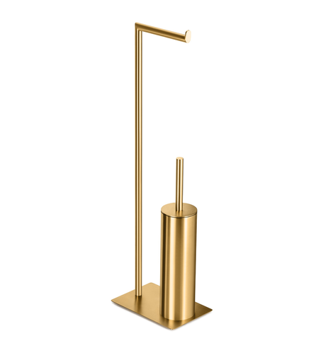 Freestanding toilet paper holder with toilet brush – chrome
