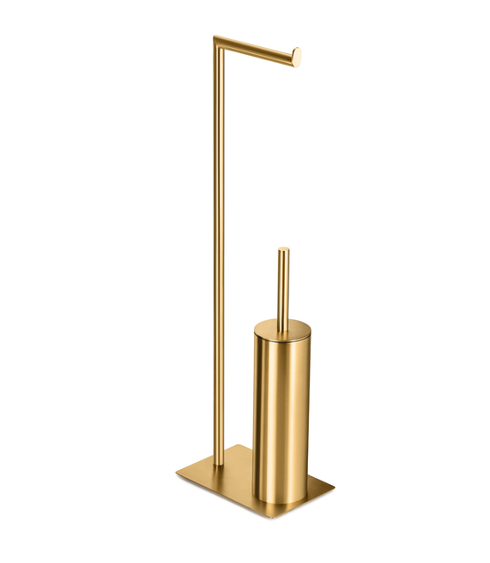 Freestanding toilet paper holder with toilet brush – chrome