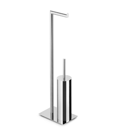 Freestanding toilet paper holder with toilet brush – chrome