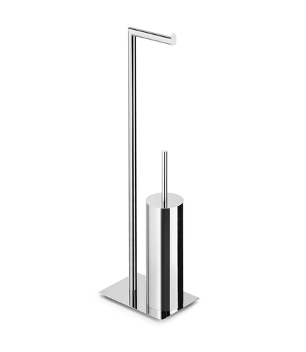 Freestanding toilet paper holder with toilet brush – chrome