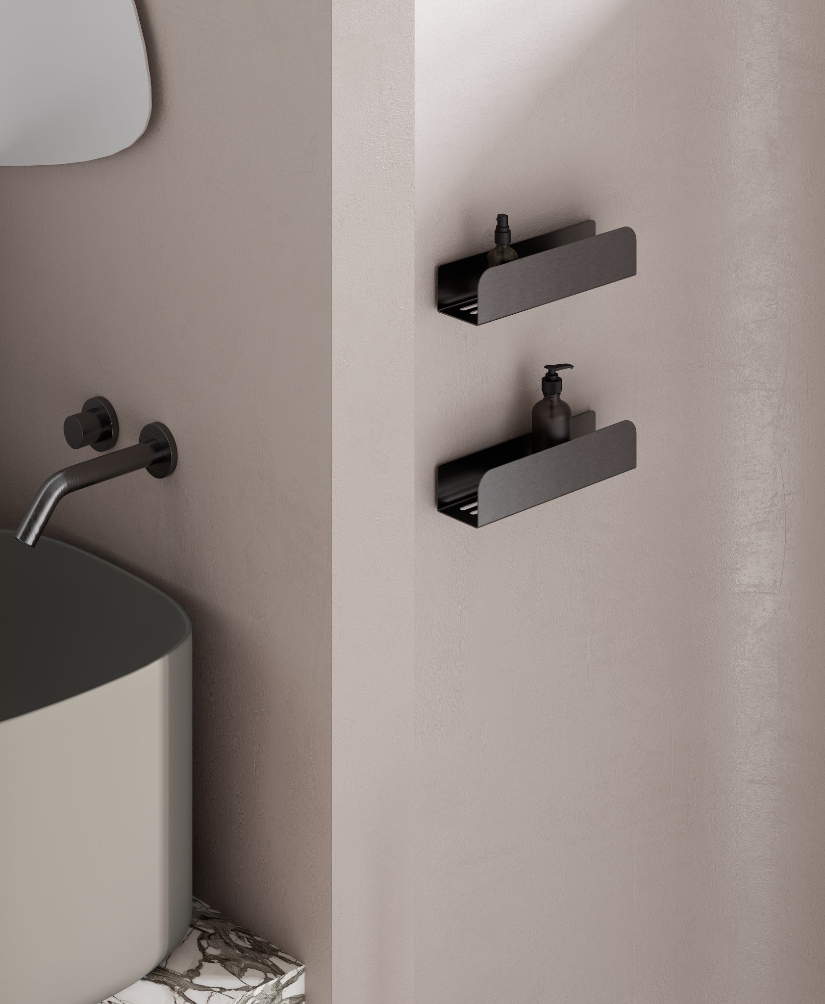Drill-Free Shower Shelf – Brushed Graphite