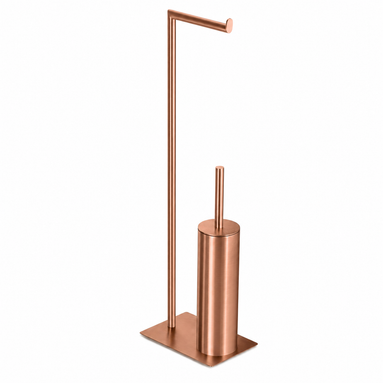 Freestanding toilet paper holder with toilet brush – chrome