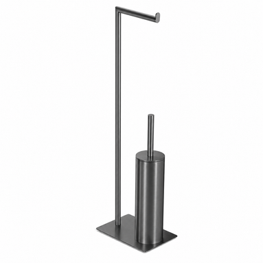 Freestanding toilet paper holder with toilet brush – chrome