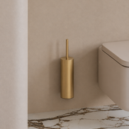 Brushed gold wall-mounted toilet brush