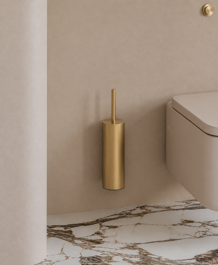 Brushed gold wall-mounted toilet brush