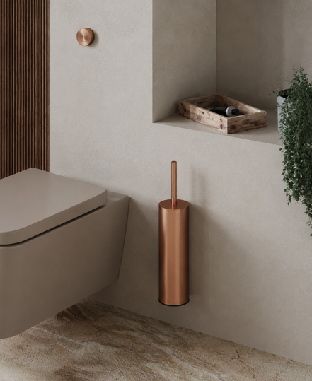 Brushed gold wall-mounted toilet brush