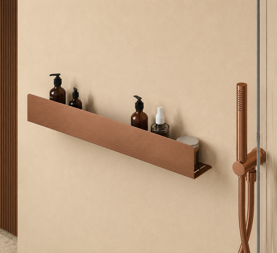 Shower shelf 60 cm – brushed copper finish