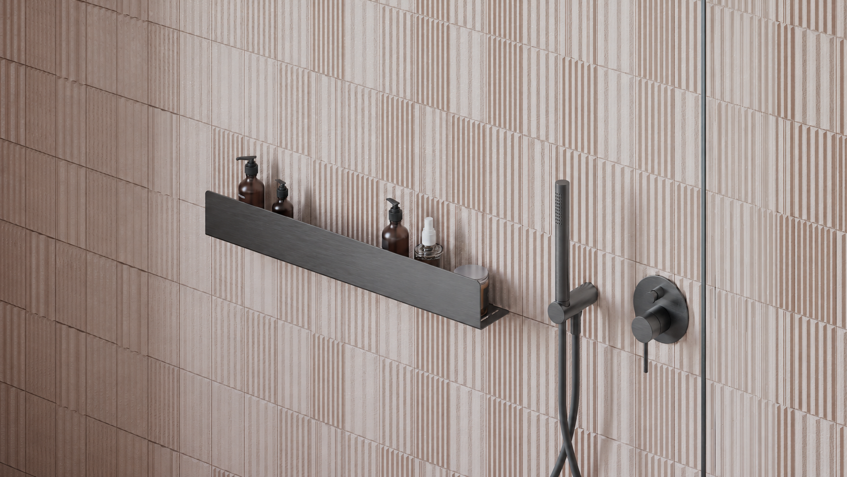 Brushed gold shower shelf  40 cm