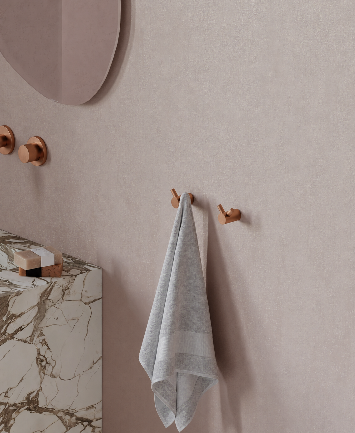 Double wall hook – brushed copper finish