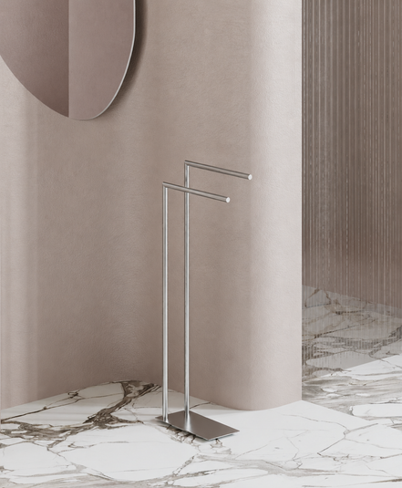 Chrome freestanding towel rack