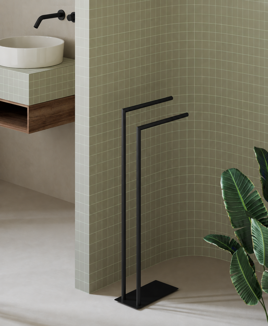 Chrome freestanding towel rack