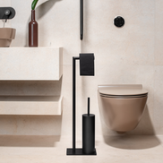 Freestanding toilet paper holder with toilet brush – chrome