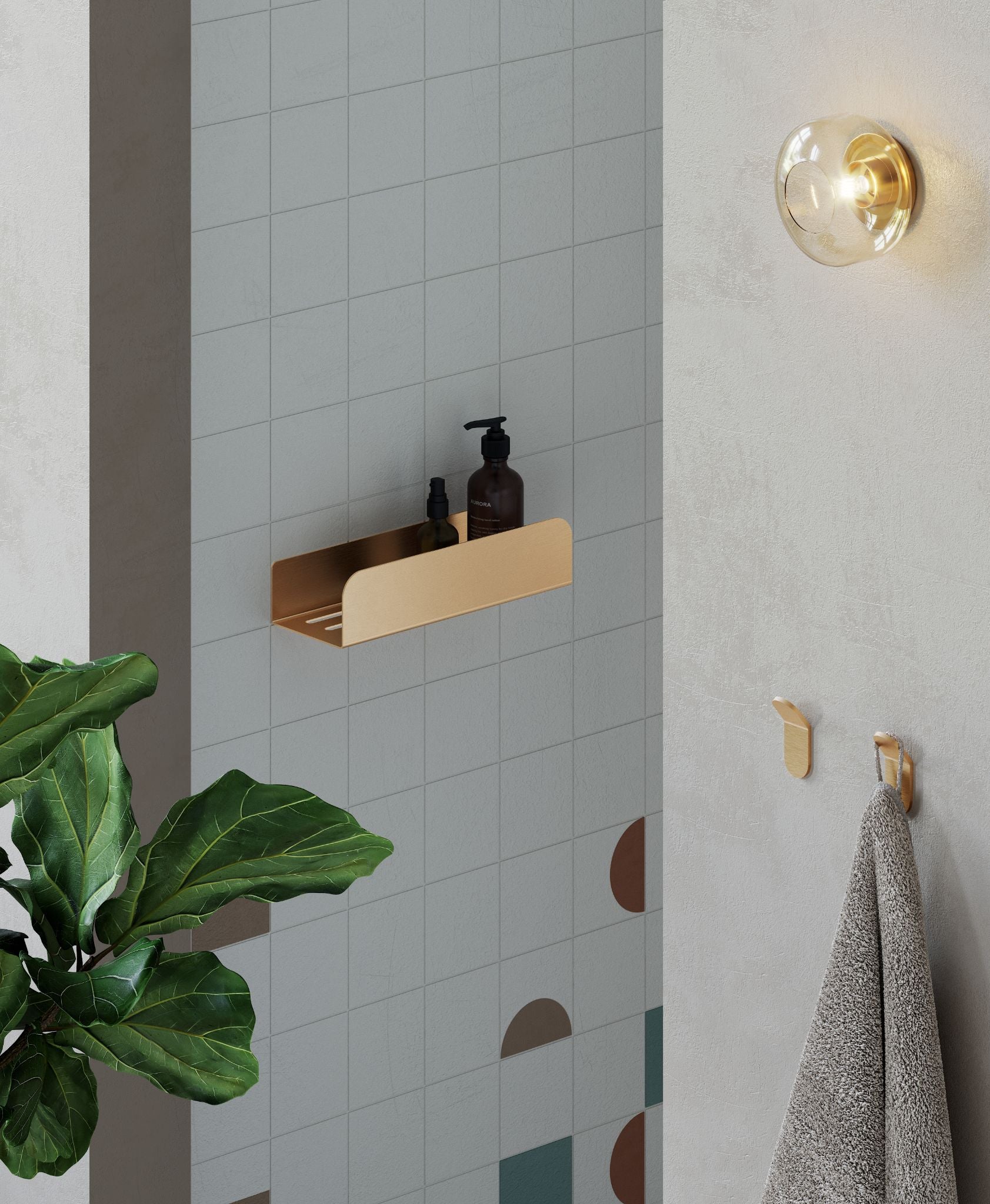Bathroom hook without drilling – brushed copper finish