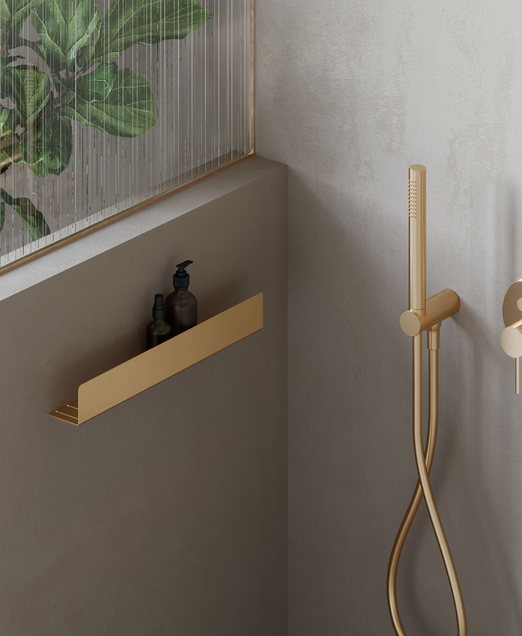 Brushed gold shower shelf  40 cm