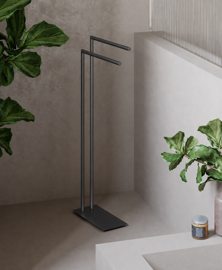 Chrome freestanding towel rack