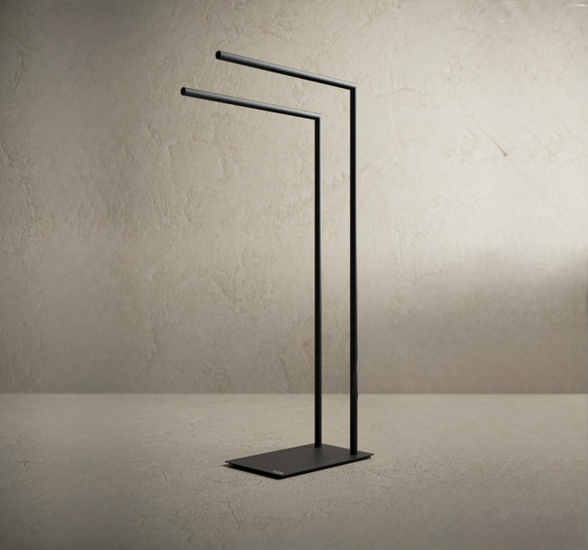 Matte black freestanding towel rack