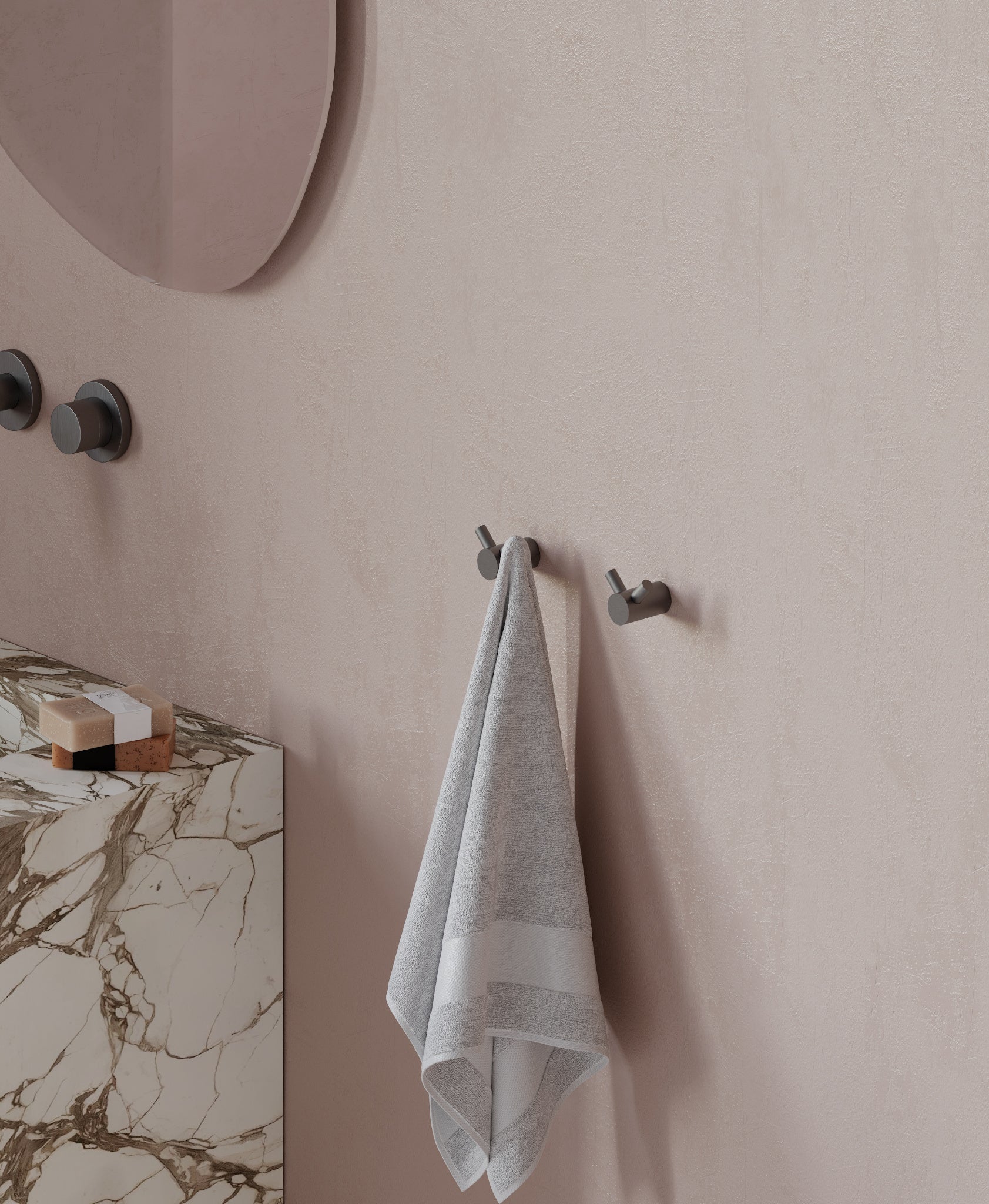 Double wall hook – brushed copper finish