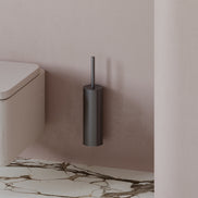 Brushed graphite wall-mounted toilet brush