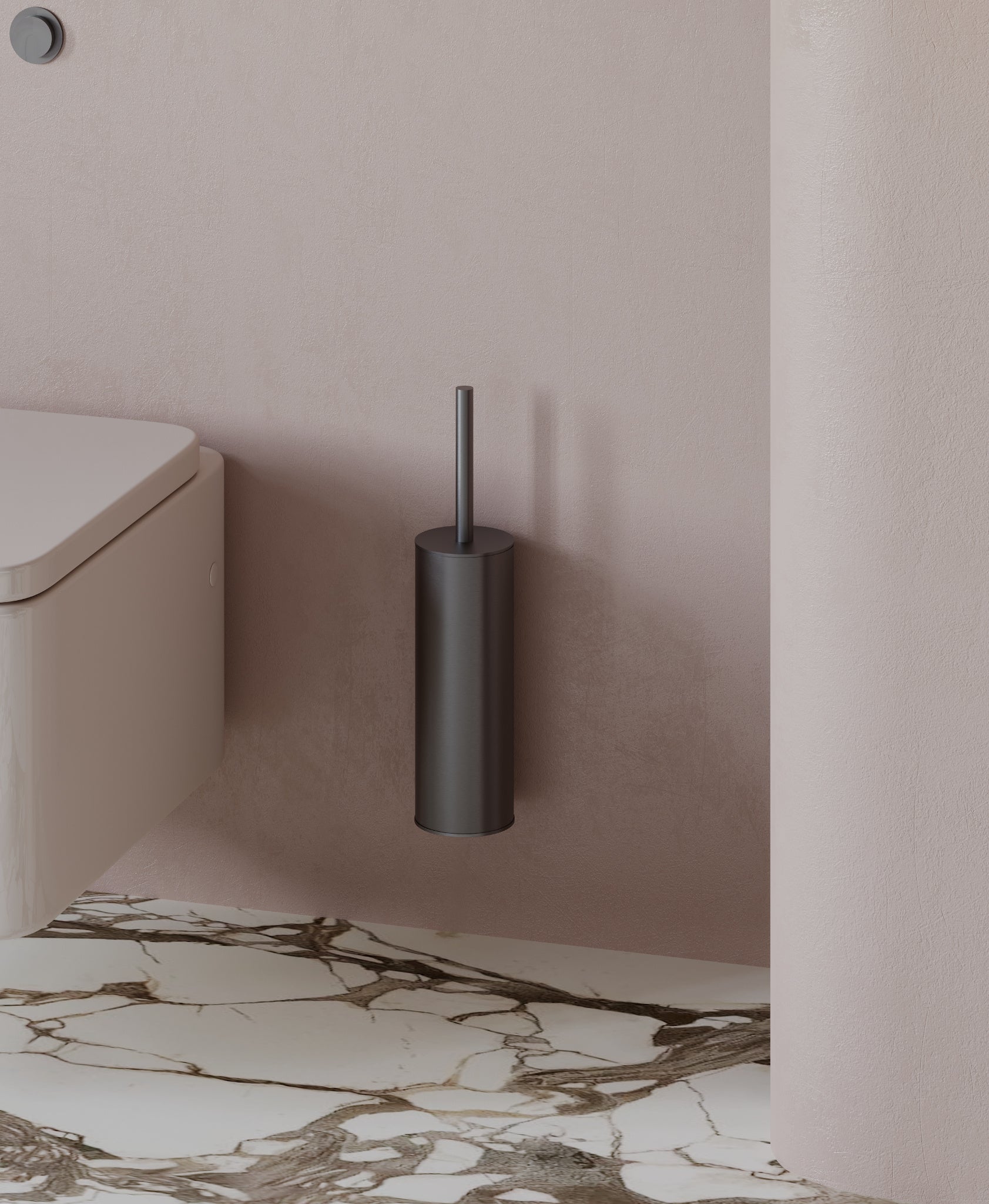 Brushed graphite wall-mounted toilet brush
