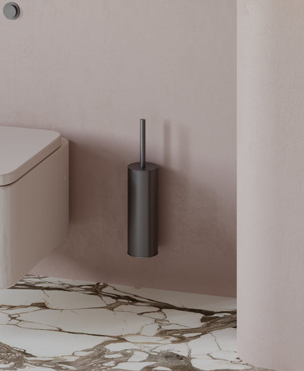 Brushed graphite wall-mounted toilet brush