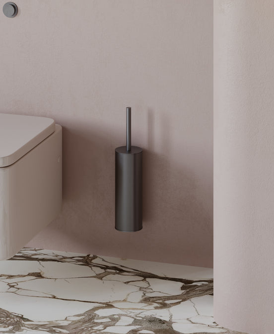 Brushed graphite wall-mounted toilet brush