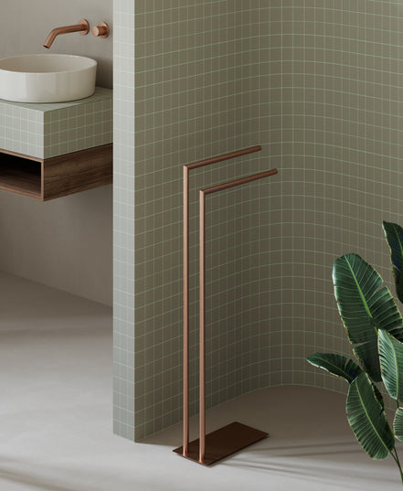 Matte black freestanding towel rack