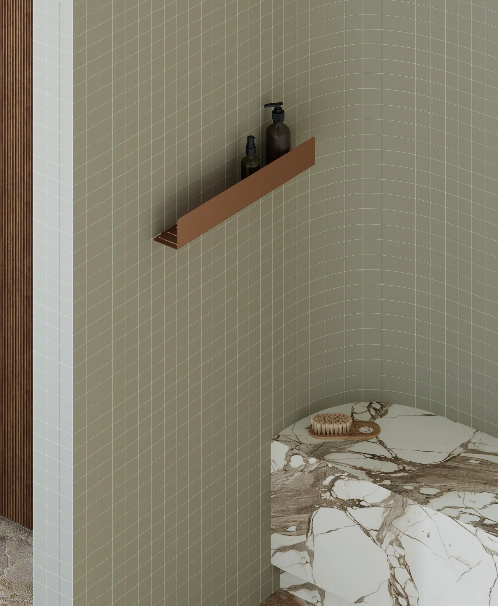 Brushed gold shower shelf  40 cm