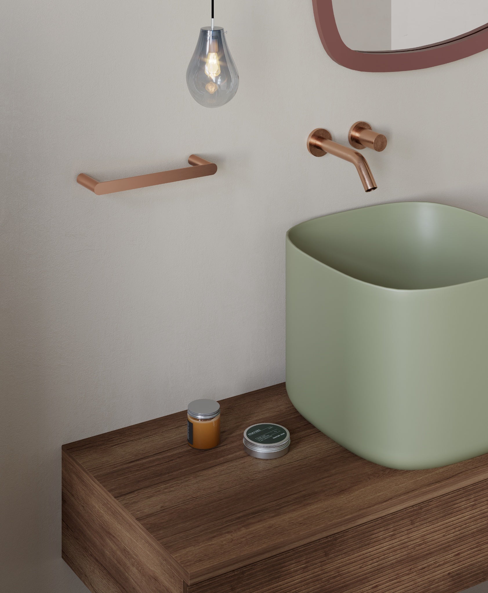 Wall-mounted towel bar 25 cm – brushed copper finish
