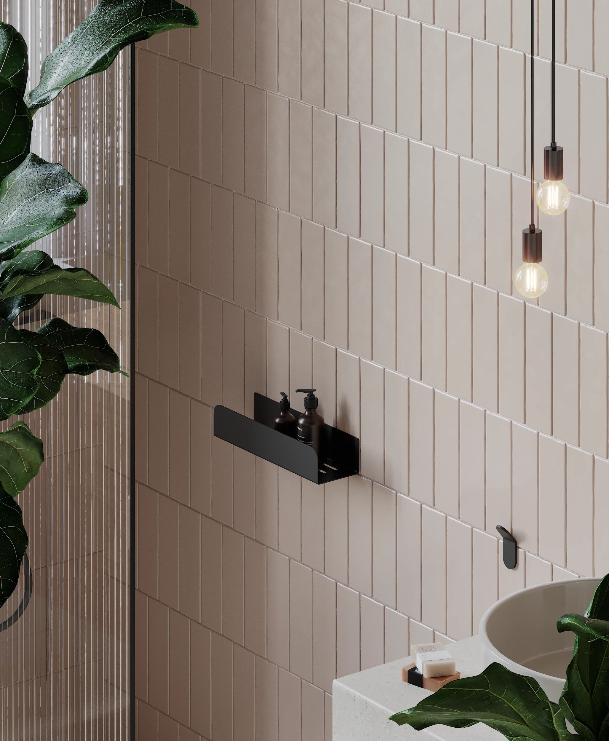 Matte white shower shelf – no-drill installation