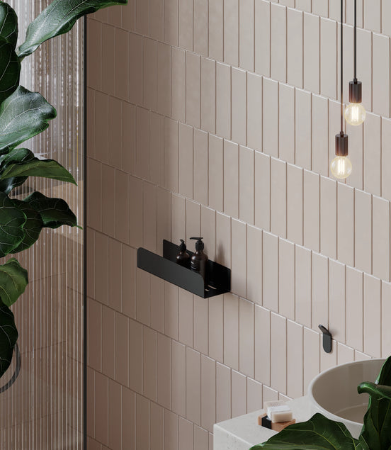 Matte white shower shelf – no-drill installation
