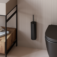 Chrome wall-mounted toilet brush
