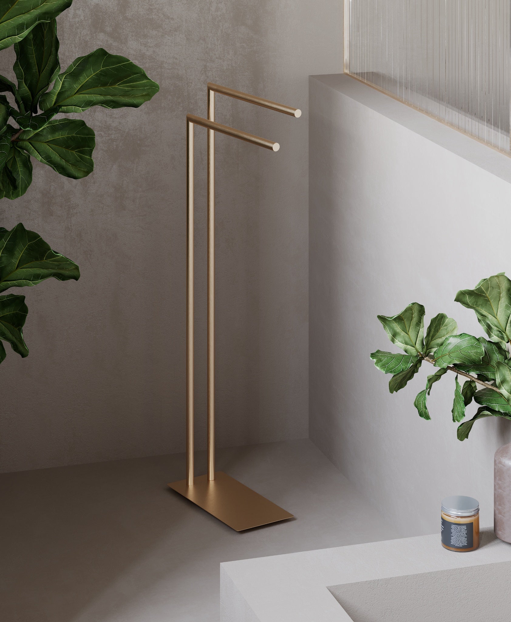Chrome freestanding towel rack