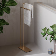 Chrome freestanding towel rack