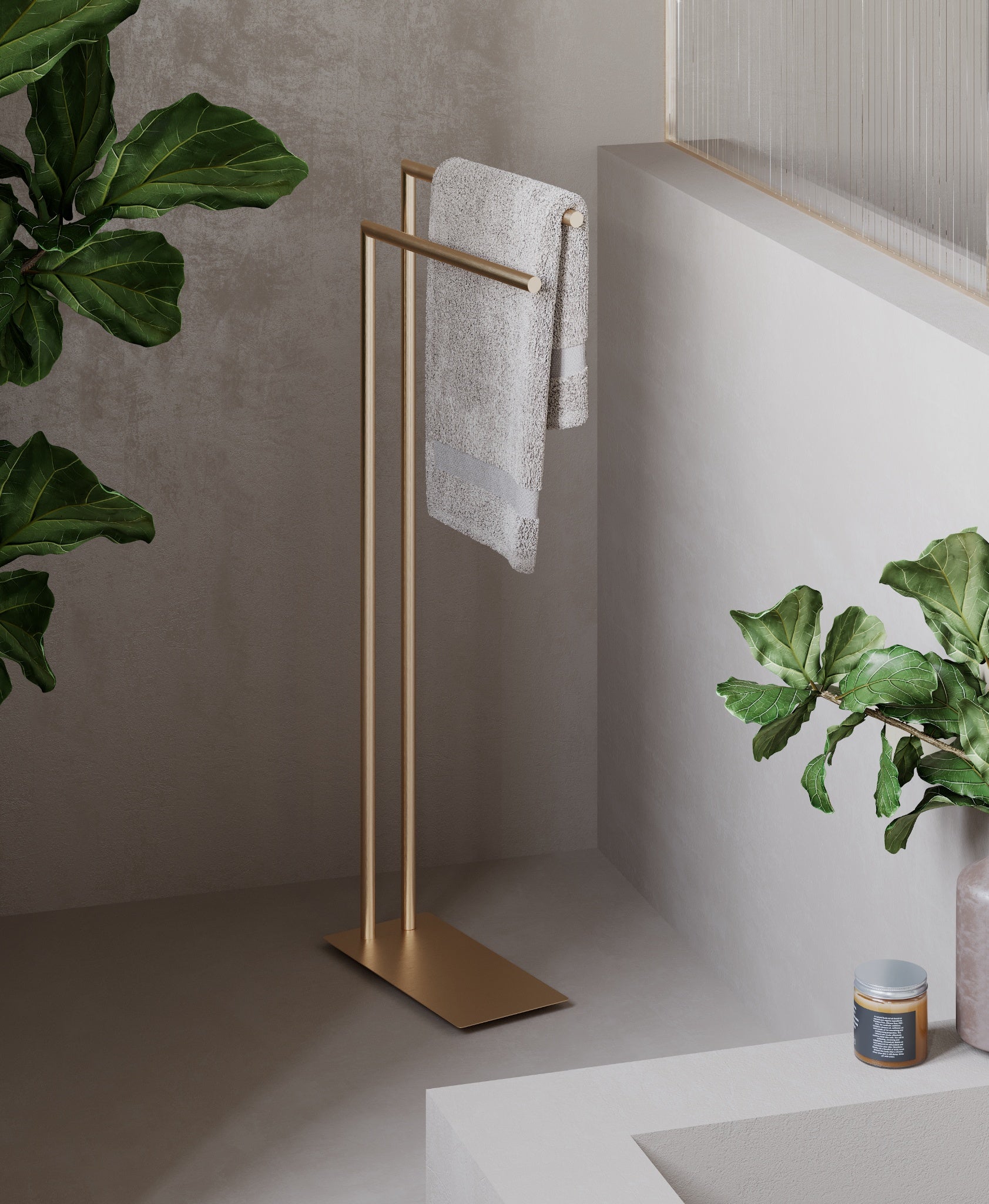 Chrome freestanding towel rack