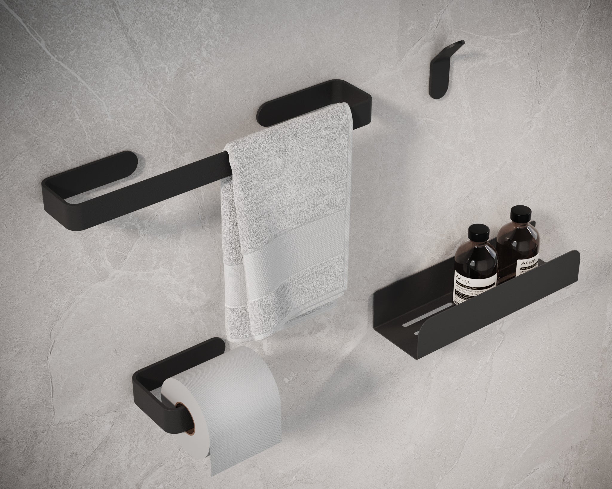 Crochet salle de bain sans perçage – finition noir ma