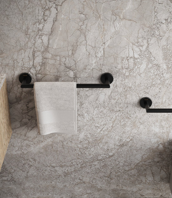 Wall-mounted toilet paper holder – matte black finish
