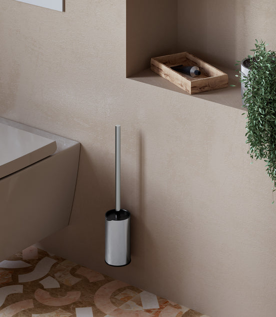 Wall-mounted or freestanding toilet brush – chrome finish
