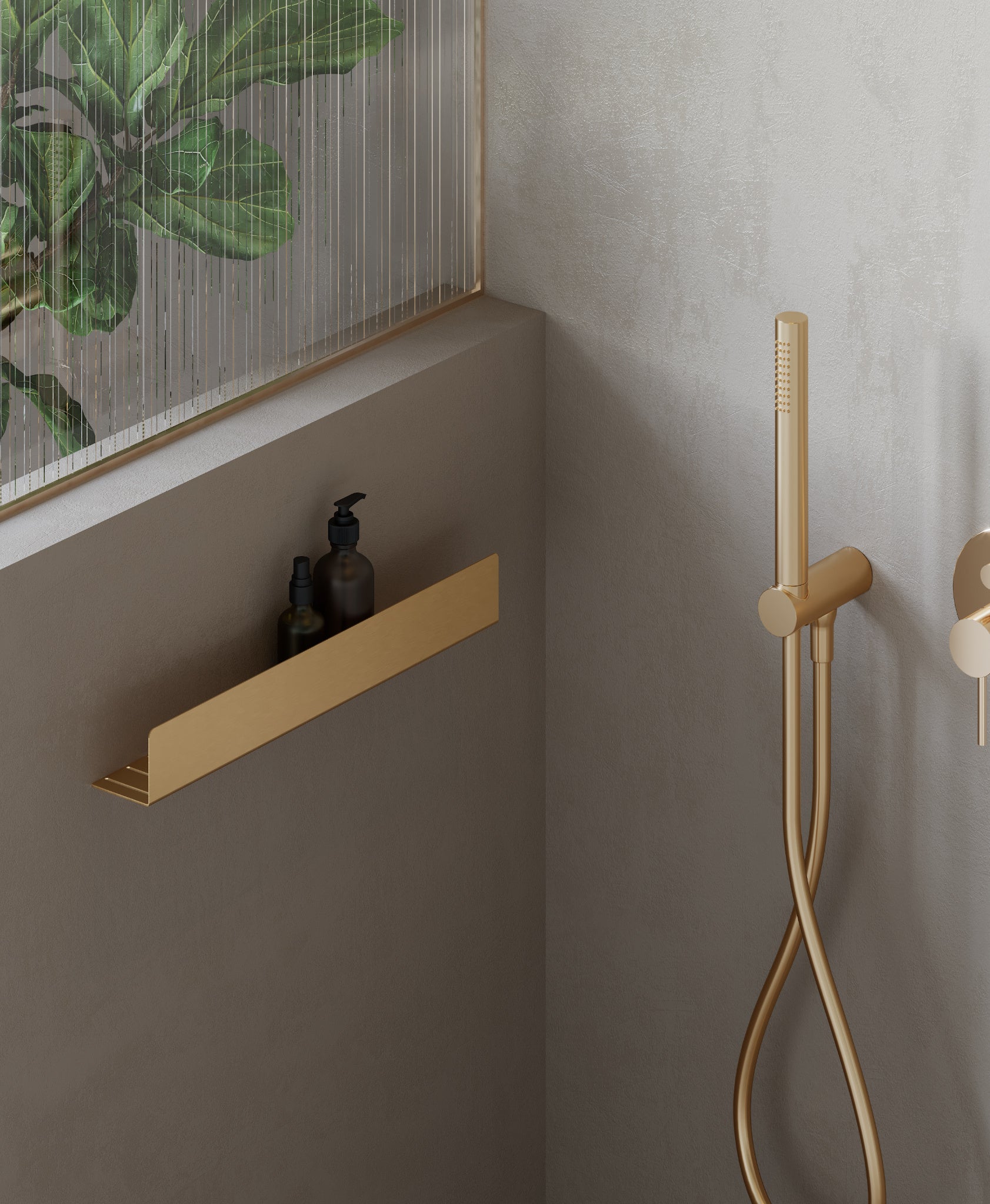 Brushed gold shower shelf  60 cm